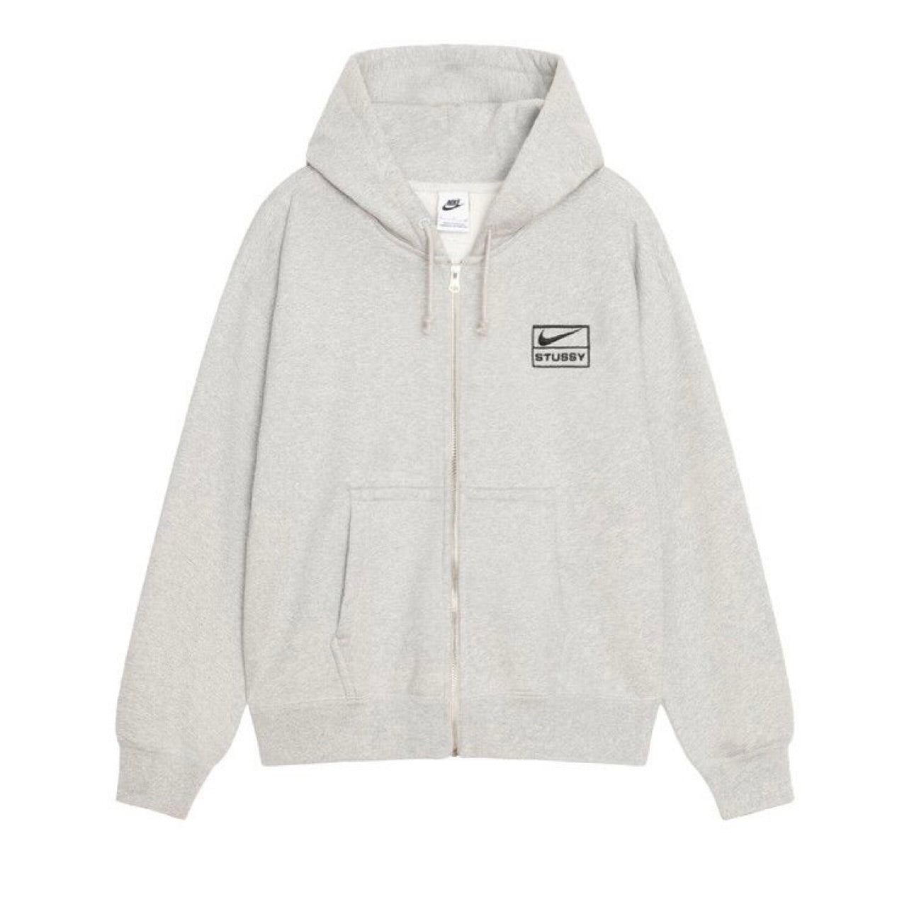 STUSSY x Nike Stone Washed Fleece Zip Hoodie 'Grey Heather' (FW25)